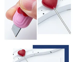 Mini-couteau utilitaire en cœur portable, cutter rose mignon et outil de bricolage DIY.