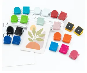 Colorful magnetic clips for fridge and whiteboard, strong metal memo holders in candy colors.