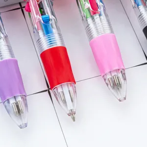 Simpatica penna a sfera multicolore, cancelleria per studenti a pressione 4 in 1.