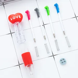 Penna a sfera mini a 4 colori creativa simpatico cuore pressa diario cancelleria