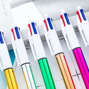 UV electroplated 4-color ballpoint pen retractable multi-color student marking pen