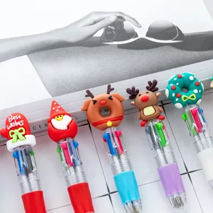 Natale Mini Penna a Sfera Carino Cartone Animato Babbo Alce Albero Multicolore Stampa Studente Scrittura Cancelleria Penna