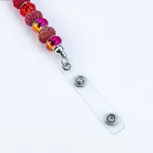 Beaded Retractable Badge Reel ID Card Holder Lanyard DIY Nursing Hospital Office Use