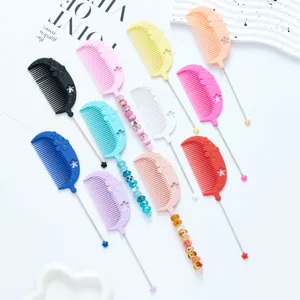 Plastic Hair Comb Styling Tool With Metal Tail Pin Bowknot And Floral Decor DIY Beaded Hair Comb For Women