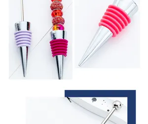 Set di componenti per tappo di bottiglia di vino con perline fai-da-te, cono e asta.