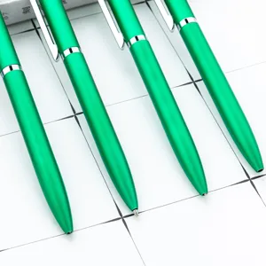 Green metallic ballpoint pens set with silver clip for office business school gifts writing use