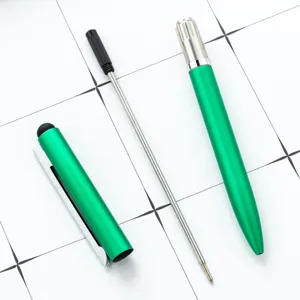 Green metal stylus ballpoint pen business promotional gift pen with touch screen tip.