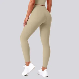 High-waisted solid color nude feel butt-lifting yoga pants for women fitness gym sports wear.