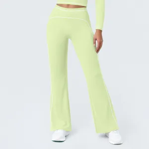 High waist flare yoga pants contrast piping activewear fitness trousers for women