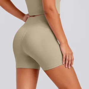 High waisted nude feel breathable yoga shorts for women fitness running gym workout activewear.