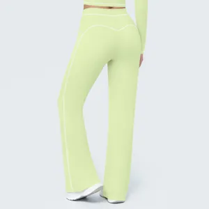 Women high waist contrast wide leg yoga pants casual sports fitness running trousers apparel