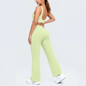 Completo sportivo donna reggiseno sportivo pantaloni a palazzo fitness yoga tuta
