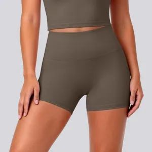 High waist yoga shorts for women athletic fitness workout running breathable stretch biker shorts