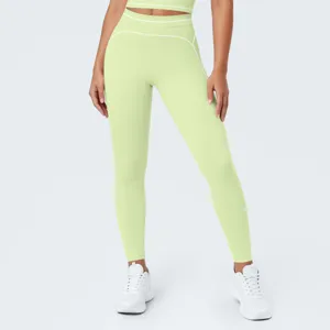 Leggings de yoga de tiro alto transpirables para mujer, pantalones deportivos verdes.