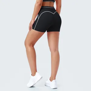 Dames contrastkleur hoge taille yoga shorts en sport-bh activewear set met elastische pasvorm.