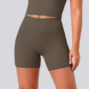 High waist stretchy nude feel breathable yoga shorts for women fitness running workout gym.