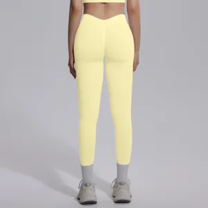 Seamless high waist yoga leggings for women solid color breathable stretch workout fitness pants