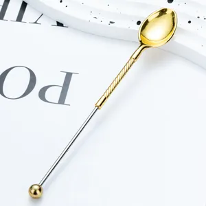 Cucchiaiata dorata lunga europea cucchiaio da caffe dessert stoviglie eleganti metallo