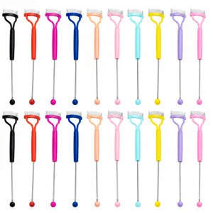 DIY Beaded Eyelash Comb Stainless Steel Needle Lash Brush Makeup Tool For Eyelash Extension And Daily Grooming