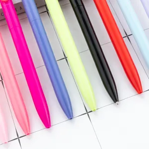 Colorful ballpoint pens set in various vibrant shades, smooth writing office stationery.