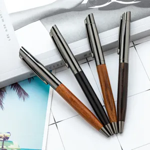 Business Wood Grain Metal Signature Pen Black Refill Neutral Ballpoint Pen Office Stationery Writing Supplies