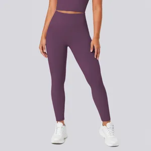 High-waisted seamless yoga leggings detail, stretchy breathable activewear for gym and fitness.