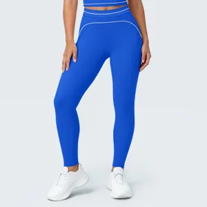 Mallas de yoga de talle alto azul real para mujer, transpirables, elásticas y muy cómodas.