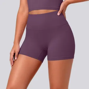 High waist yoga shorts detail view, stretchy fitness activewear for women running gym wear.