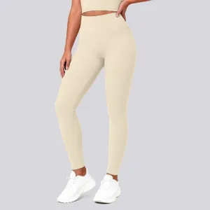 High waist seamless yoga pants detail, nude feel high elastic fitness leggings for women.