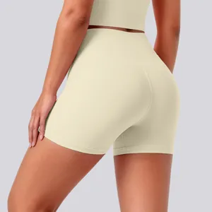 High-waisted nude feel breathable yoga shorts for women fitness running sports wear.