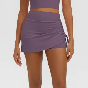 High waist ruched yoga skort detail, breathable fitness athletic skirt shorts for women activewear.
