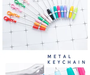 Colorful retractable mini keychain pen detail showing various vibrant casing colors.