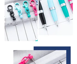 Creative DIY keychain bead pen with metal clasp portable mini ballpoint pen for office school gift