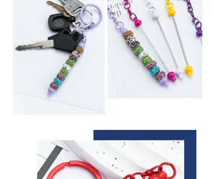 DIY rhinestone beaded keychain candy color bag pendant metal keyring charm accessory