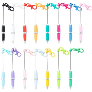 Creative DIY Keychain Beadable Pen Portable Mini Ballpoint Pen With Lobster Clasp For Office Hotel Meeting Gift