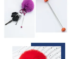 Fluffy pom pom keychain DIY plush charm cute bag pendant metal keyring cute accessories