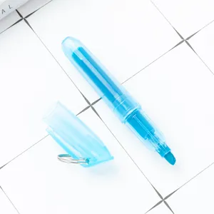 Transparante blauwe markeerstift met haak, schattige bullet journal planner markeerstift.