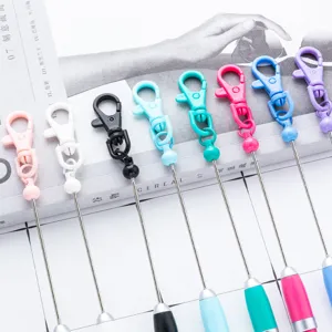 Colorful beaded keychain pens portable mini mini ballpoint pens DIY gift pens promotional pens