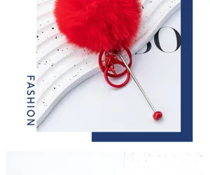Red fluffy pompom keychain cute plush bag charm creative pendant lovely key ring accessory