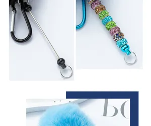 DIY Perlen Pluesch Pom-Pom Schluesselanhaenger Karabiner Kreative Haengende Taschenanhaenger