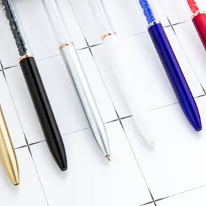 Elegant crystal ballpoint pens set with colorful rhinestones, smooth writing office stationery.