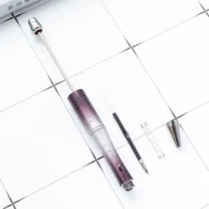 Verloop paarse kralen balpen DIY lege metalen stang pen kantoorwaren leuk mooi