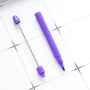 Kit de stylo aquarelle DIY a perles avec tige metallique et boitier violet pour loisirs.