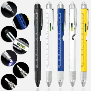 Multifunctional Metal Tool Pen Ballpoint Pen With Screwdriver Spirit Level Ruler And Touch Screen Function