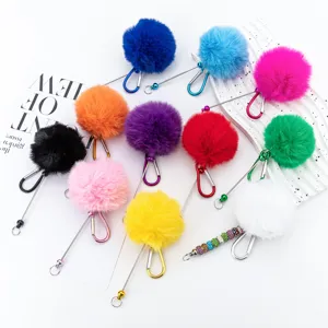 Kreativer DIY Perlen Plüschball Schlüsselanhänger Karabiner Süßer Flauschiger Pompon Tasche Anhänger Schlüsselring Mode Accessoires