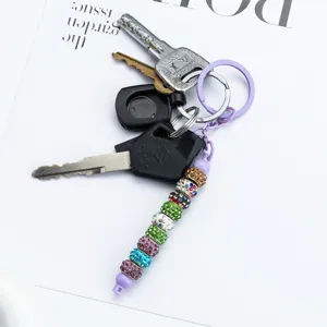 DIY colorful rhinestone beaded keychain cute bag charm stylish keyring fashion accessories