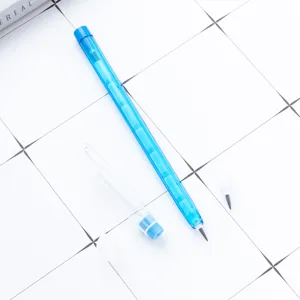 Blue transparent push pencil with replaceable bullet refills for kids writing and art.