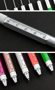 Multifunctional metal tool pen with scale ruler and screwdriver for DIY craft beads work.