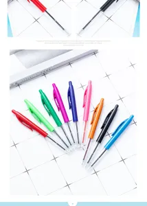 Multi-color plastic ballpoint pen transparent barrel push design office stationery