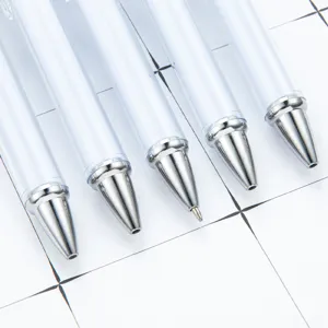 Penna a sfera in plastica trasparente con punta in metallo per bricolage e scrittura quotidiana.